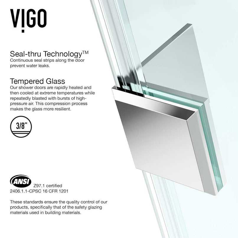 Piedmont 73" High x 34" Wide x 34" Deep Hinged Frameless Shower Enclosure with Clear Glass - image 10