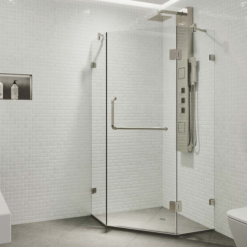Piedmont 73" High x 34" Wide x 34" Deep Hinged Frameless Shower Enclosure with Clear Glass - image 13