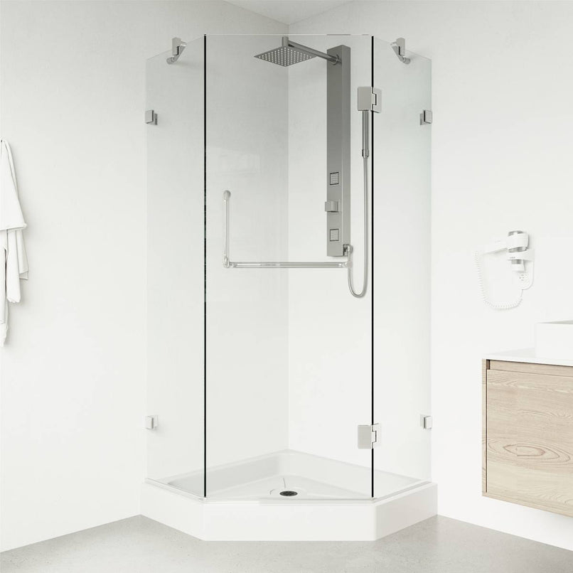Piedmont 79" High x 36" Wide x 36" Deep Hinged Frameless Shower Enclosure with Clear Glass - image 2