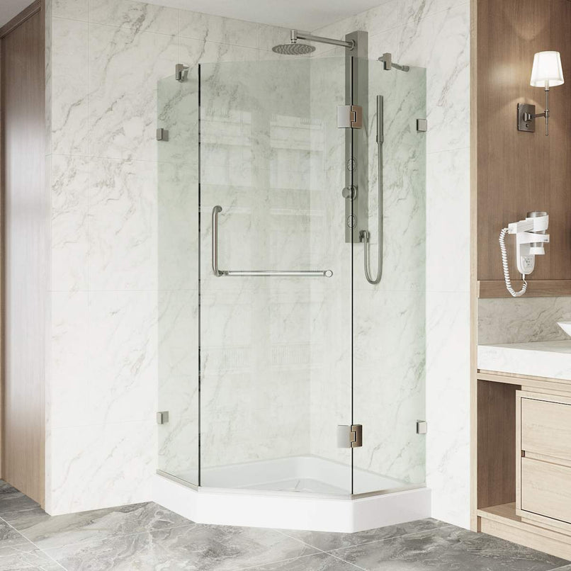 Piedmont 79" High x 36" Wide x 36" Deep Hinged Frameless Shower Enclosure with Clear Glass - image 12