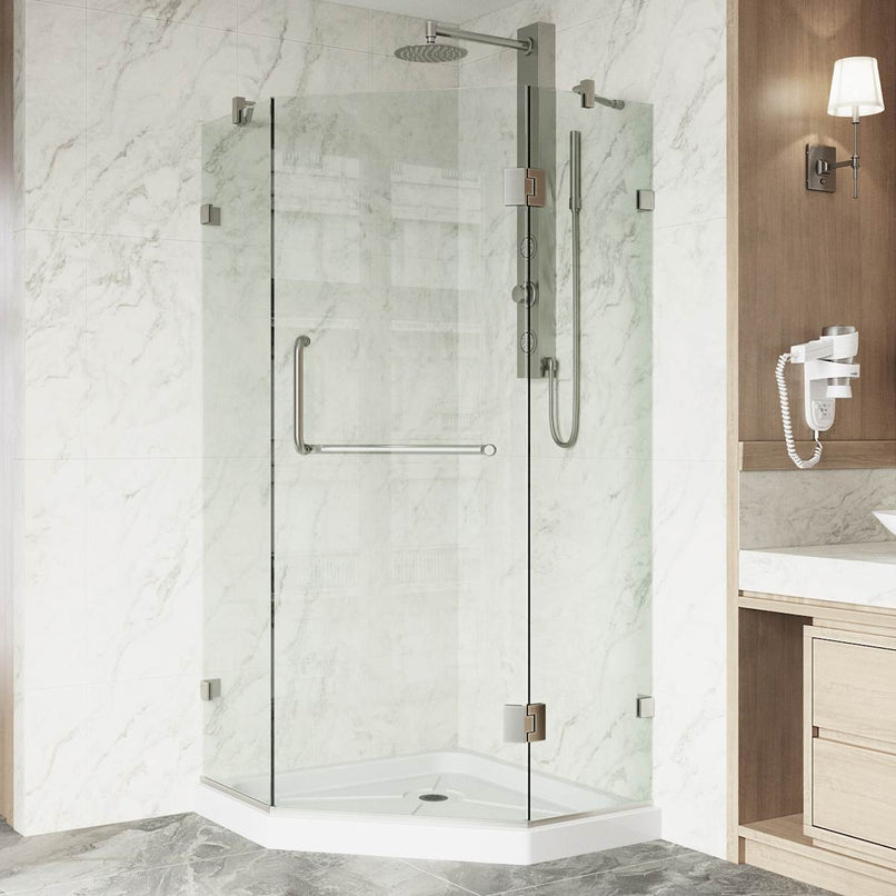 Piedmont 77" High x 36" Wide x 36" Deep Hinged Frameless Shower Enclosure with Clear Glass - image 2