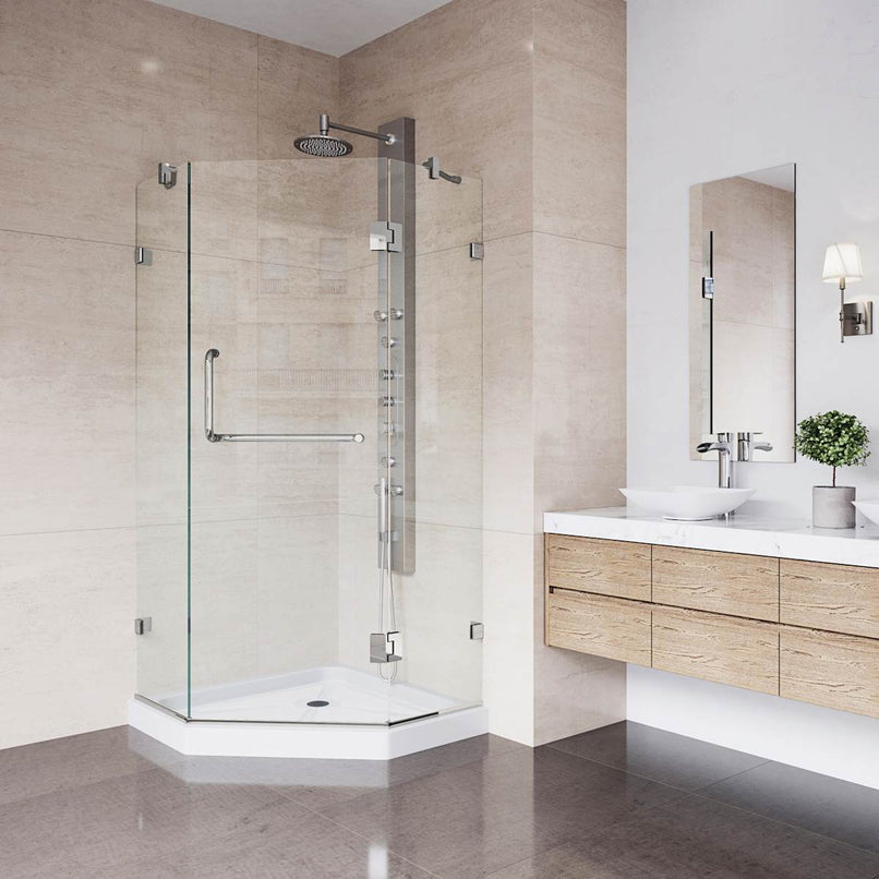 Piedmont 77" High x 36" Wide x 36" Deep Hinged Frameless Shower Enclosure with Clear Glass - image 6
