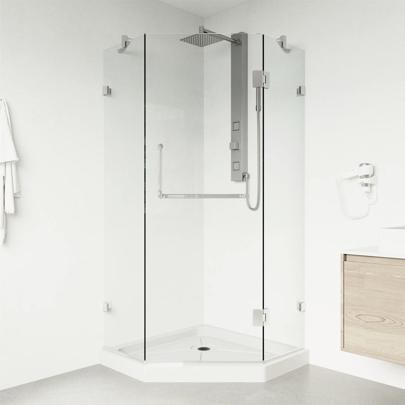 Piedmont 77" High x 36" Wide x 36" Deep Hinged Frameless Shower Enclosure with Clear Glass - image 12