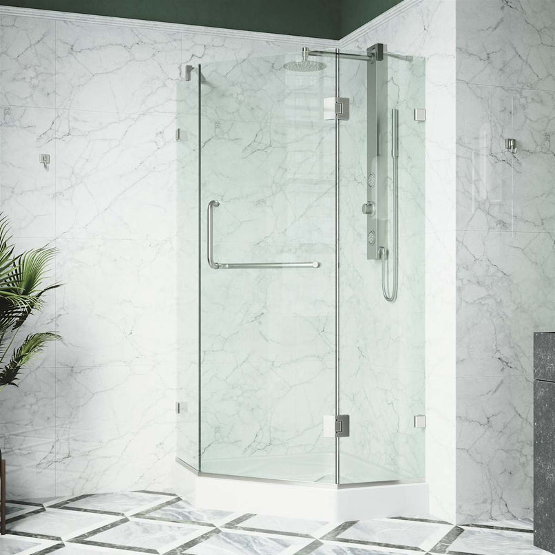 Piedmont 79" High x 38" Wide x 38" Deep Hinged Frameless Shower Enclosure with Clear Glass - image 2