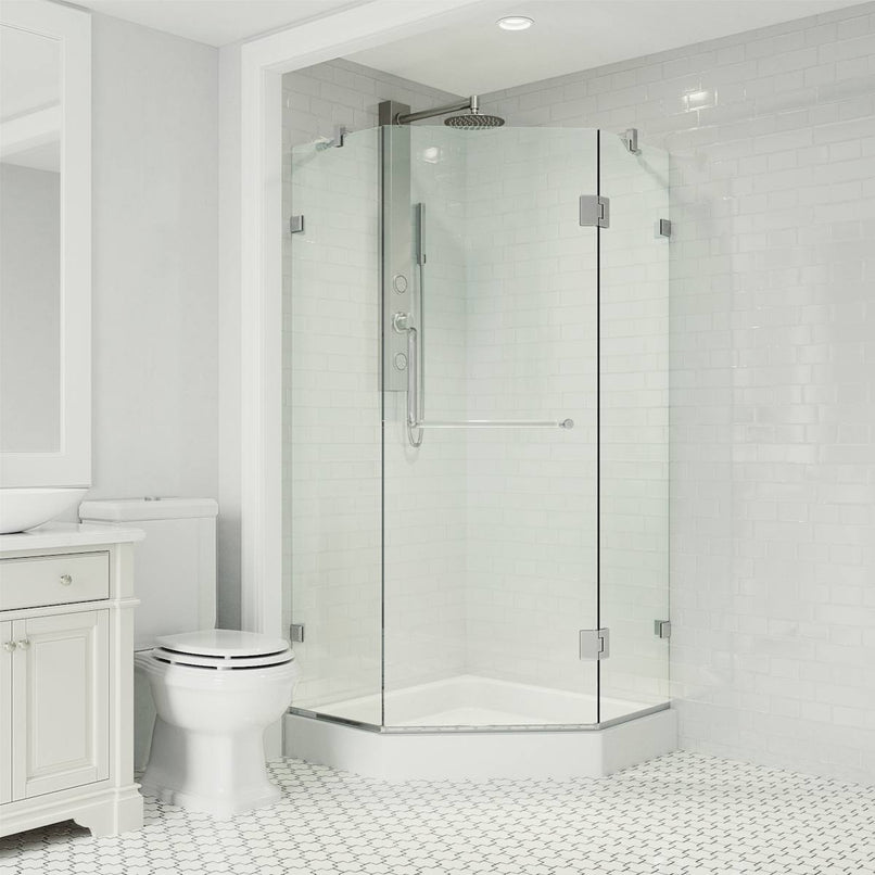 Piedmont 79" High x 38" Wide x 38" Deep Hinged Frameless Shower Enclosure with Clear Glass - image 12