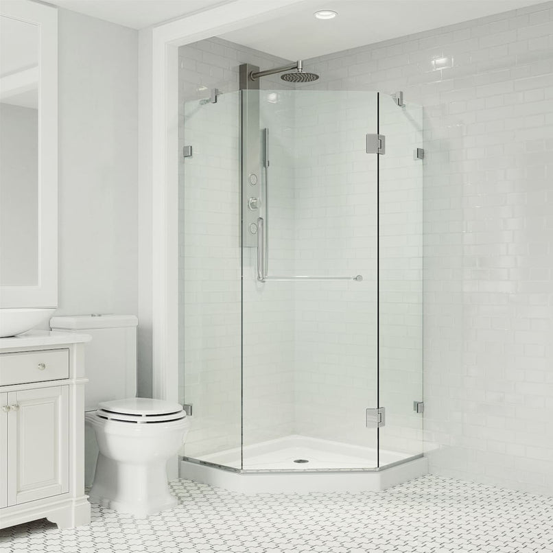Piedmont 77" High x 38" Wide x 38" Deep Hinged Frameless Shower Enclosure with Clear Glass - image 12