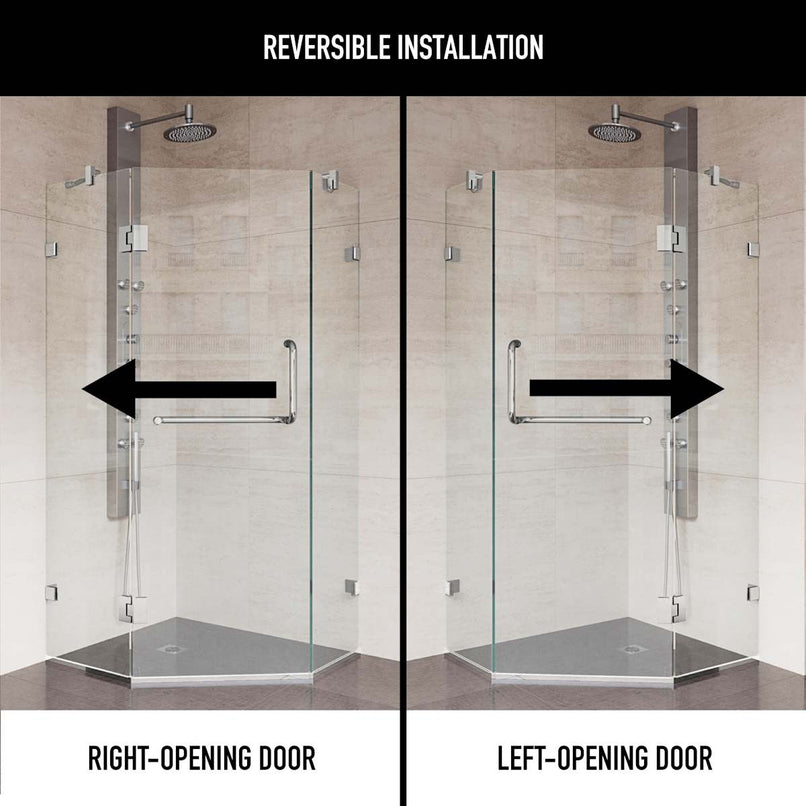 Piedmont 73" High x 38" Wide x 38" Deep Hinged Frameless Shower Enclosure with Clear Glass - image 4