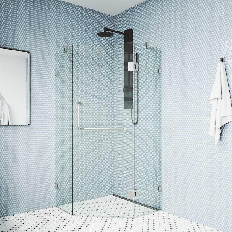 Piedmont 73" High x 38" Wide x 38" Deep Hinged Frameless Shower Enclosure with Clear Glass - image 6