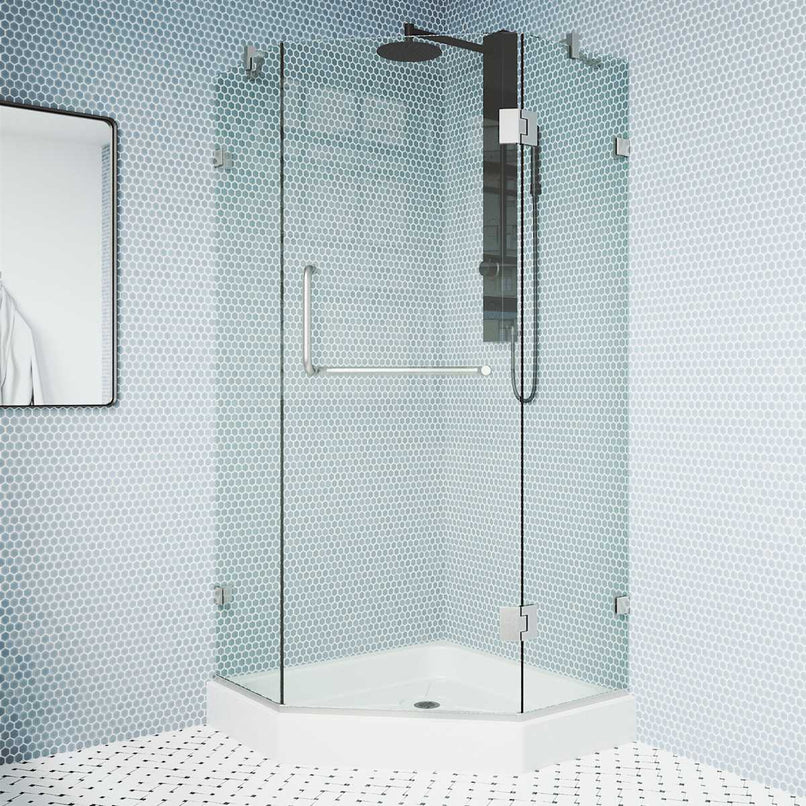 Piedmont 79" High x 40" Wide x 40" Deep Hinged Frameless Shower Enclosure with Clear Glass - image 2
