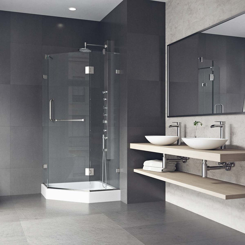 Piedmont 79" High x 40" Wide x 40" Deep Hinged Frameless Shower Enclosure with Clear Glass - image 5