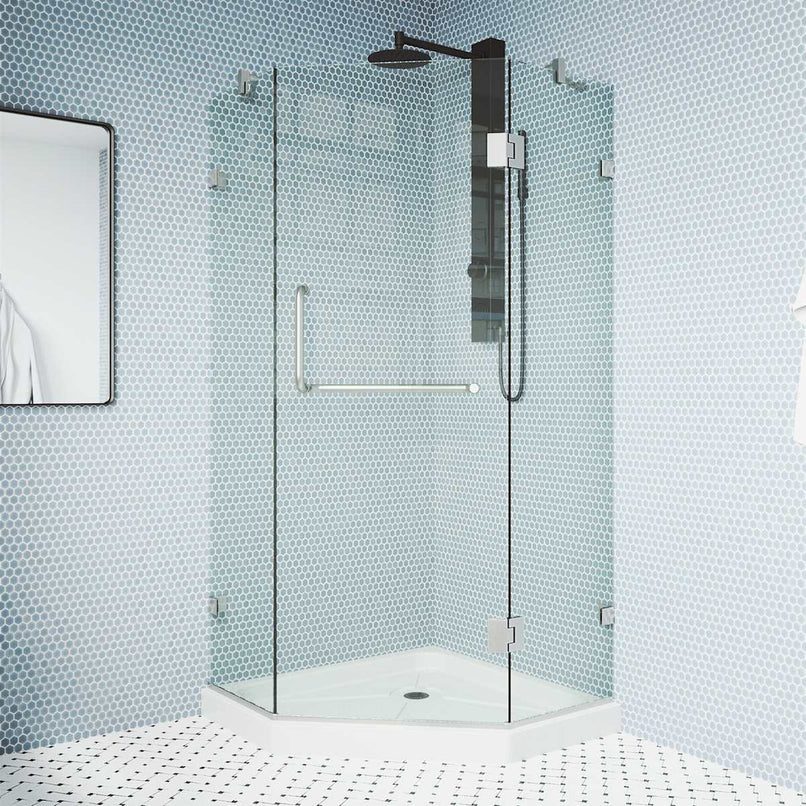 Piedmont 77" High x 40" Wide x 40" Deep Hinged Frameless Shower Enclosure with Clear Glass - image 2
