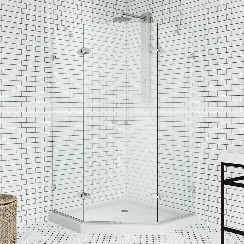 Gemini 77" High x 42" Wide x 42" Deep Hinged Frameless Shower Enclosure with Clear Glass - image 3