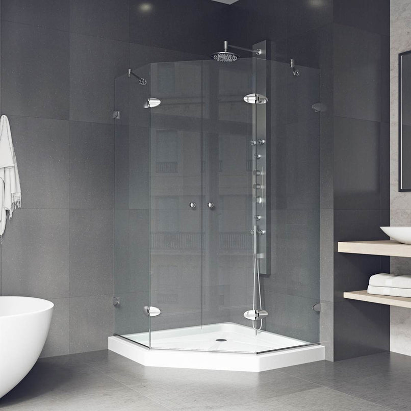 Gemini 77" High x 42" Wide x 42" Deep Hinged Frameless Shower Enclosure with Clear Glass - image 8