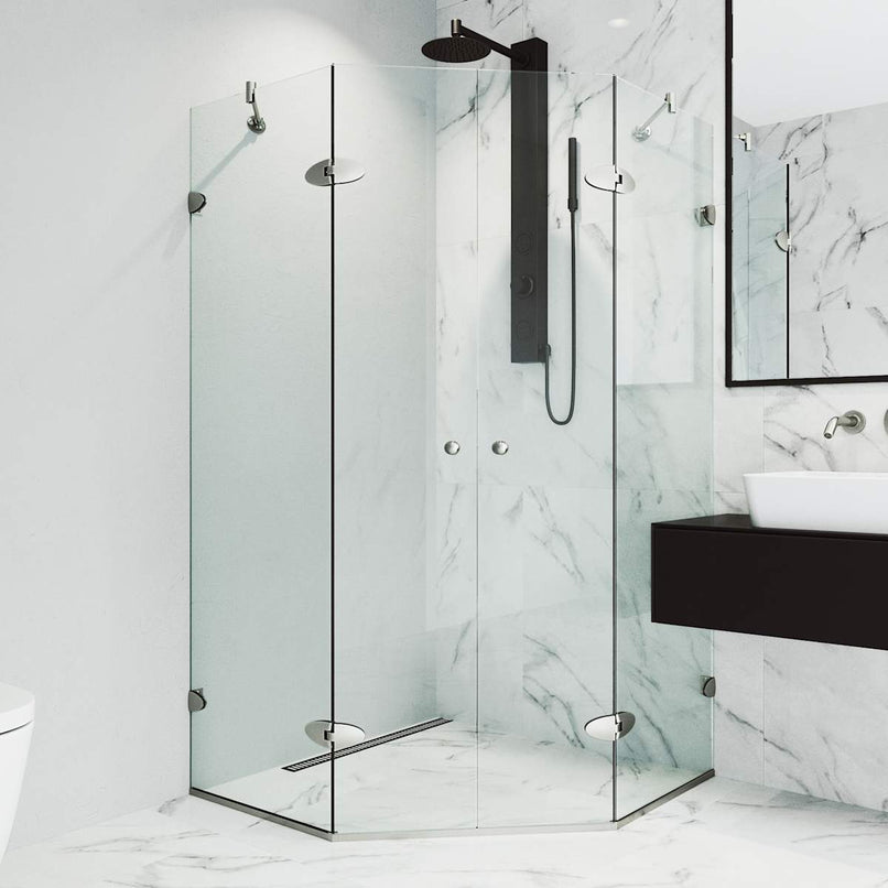 Gemini 73" High x 46" Wide x 46" Deep Hinged Frameless Shower Enclosure with Clear Glass - image 3