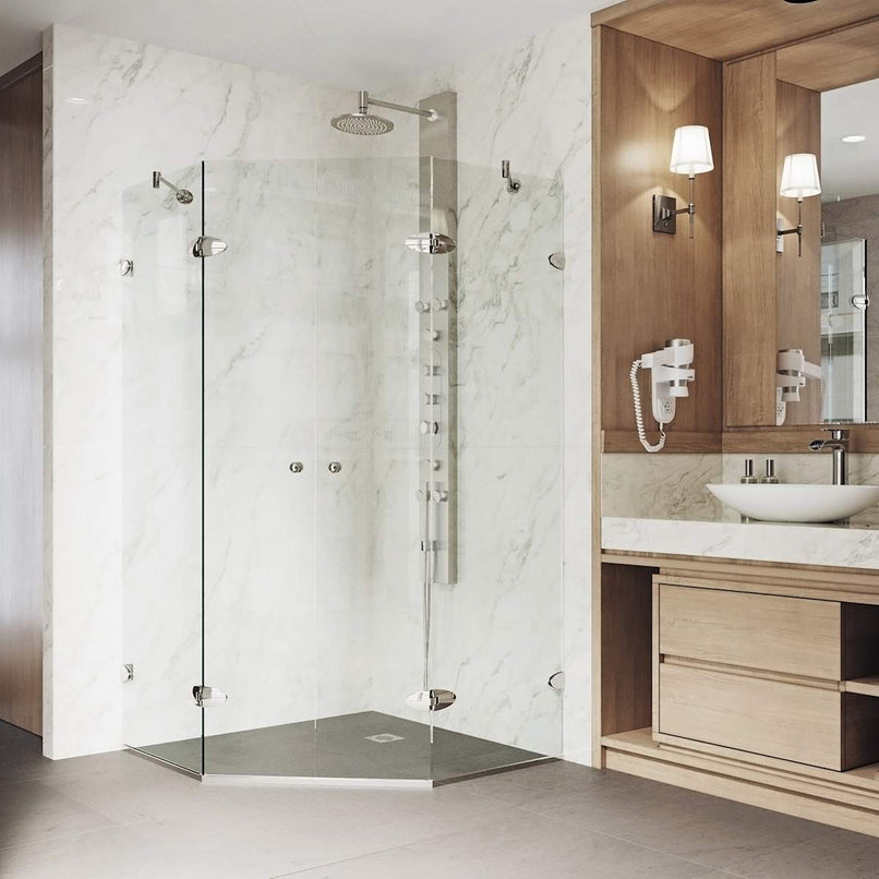 Gemini 73" High x 46" Wide x 46" Deep Hinged Frameless Shower Enclosure with Clear Glass - image 8