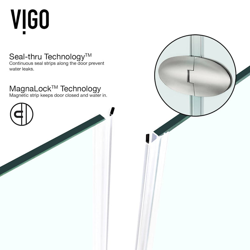 Gemini 73" High x 46" Wide x 46" Deep Hinged Frameless Shower Enclosure with Clear Glass - image 11