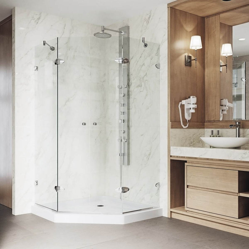 Gemini 77" High x 48" Wide x 48" Deep Hinged Frameless Shower Enclosure with Clear Glass - image 5