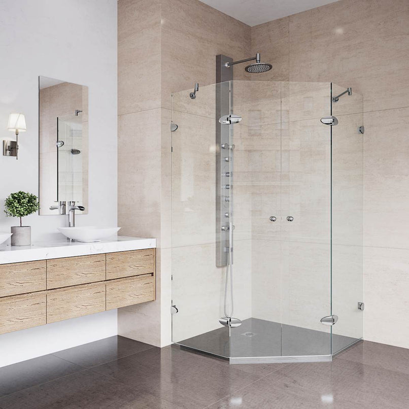 Gemini 73" High x 46" Wide x 46" Deep Hinged Frameless Shower Enclosure with Clear Glass - image 1