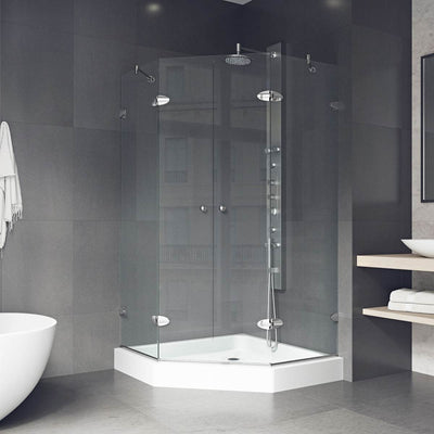 Gemini 79" High x 48" Wide x 48" Deep Hinged Frameless Shower Enclosure with Clear Glass - image 1