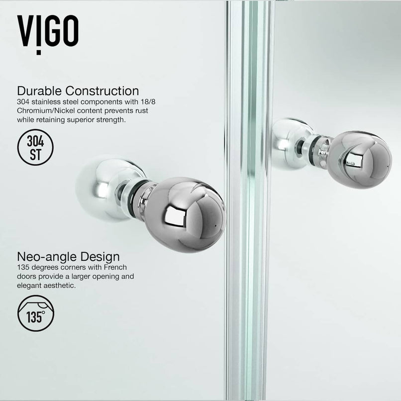 Gemini 73" High x 40" Wide x 40" Deep Hinged Frameless Shower Enclosure with Clear Glass - image 8