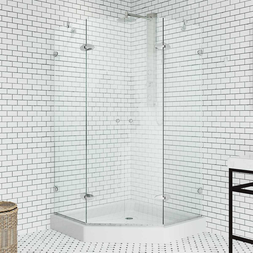 Gemini 79" High x 42" Wide x 42" Deep Hinged Frameless Shower Enclosure with Clear Glass - image 2