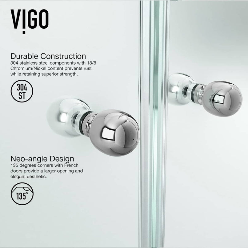 Gemini 79" High x 42" Wide x 42" Deep Hinged Frameless Shower Enclosure with Clear Glass - image 8