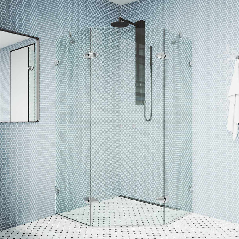 Gemini 73" High x 46" Wide x 46" Deep Hinged Frameless Shower Enclosure with Clear Glass - image 2