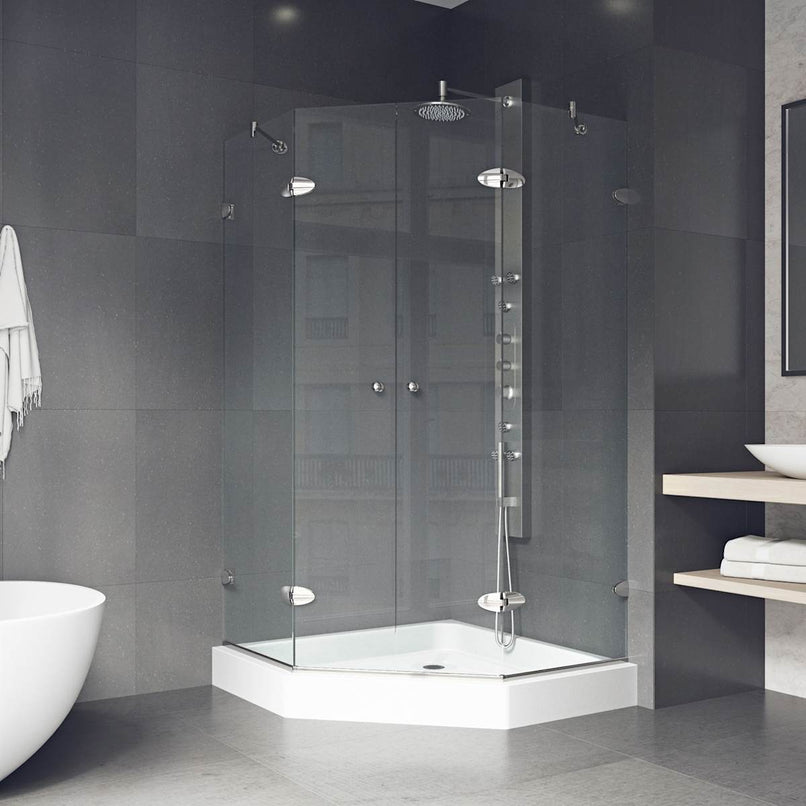 Gemini 79" High x 48" Wide x 48" Deep Hinged Frameless Shower Enclosure with Clear Glass - image 4