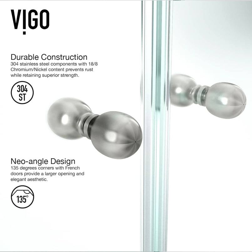 Gemini 79" High x 48" Wide x 48" Deep Hinged Frameless Shower Enclosure with Clear Glass - image 8