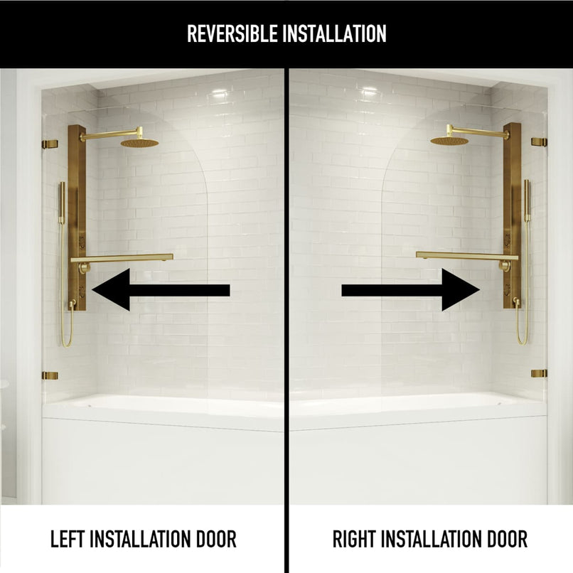 Orion 58" High x 34" Wide Hinged Frameless Tub Door with Clear Glass - image 4