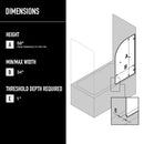 Orion 58" High x 34" Wide Hinged Frameless Tub Door with Clear Glass - image 4