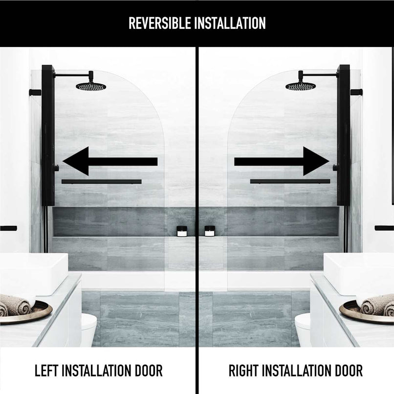 Orion 58" High x 34" Wide Hinged Frameless Tub Door with Clear Glass - image 5
