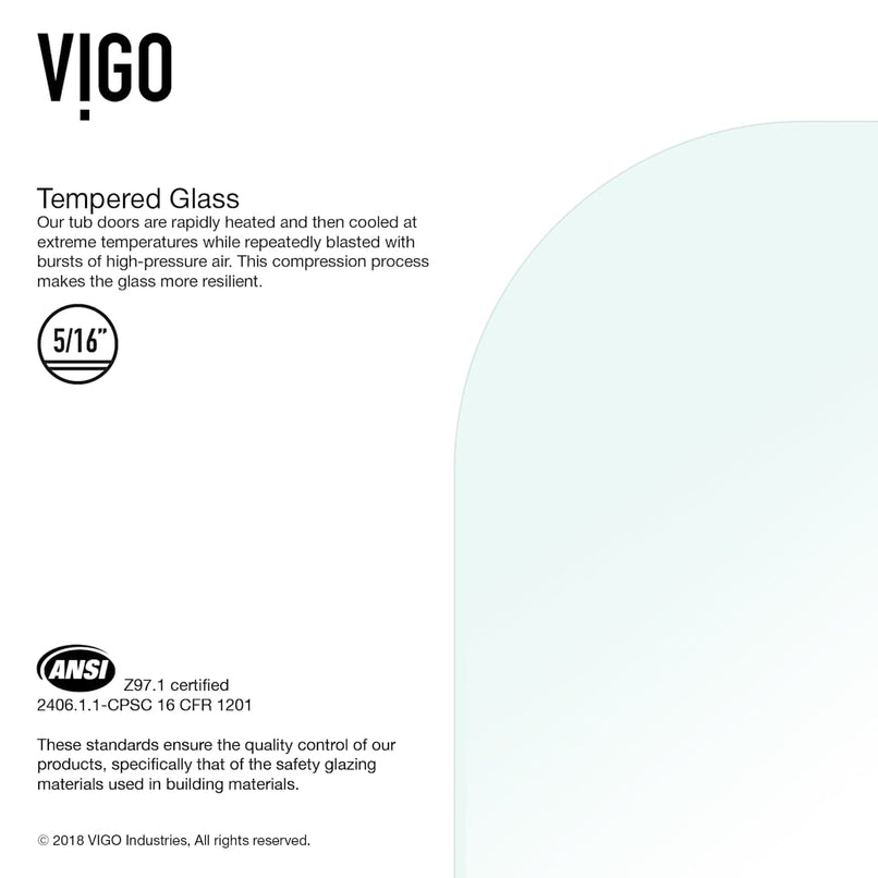 Orion 58" High x 34" Wide Hinged Frameless Tub Door with Clear Glass - image 9