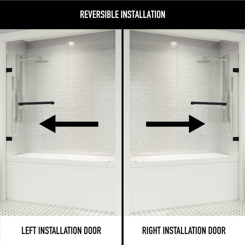 Rialto 58" High x 34" Wide Hinged Frameless Tub Door with Clear Glass - image 5