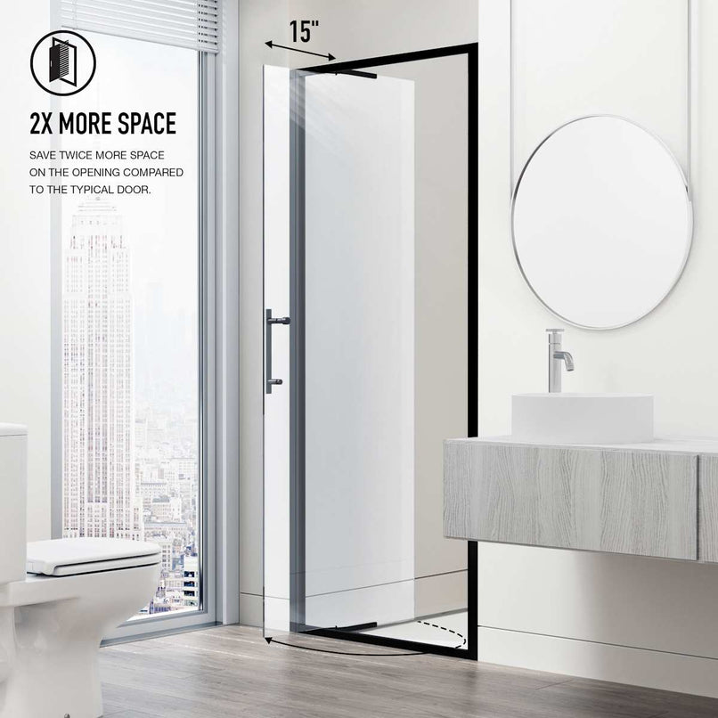 Astoria 76" High x 30" Wide Pivot Framed Shower Door with Clear Glass - image 4