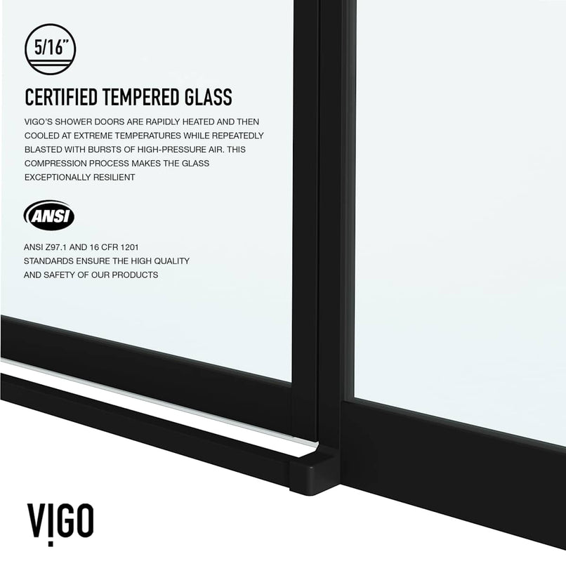 Noma 74" High x 60" Wide Hinged Framed Shower Door with Clear Glass - image 10