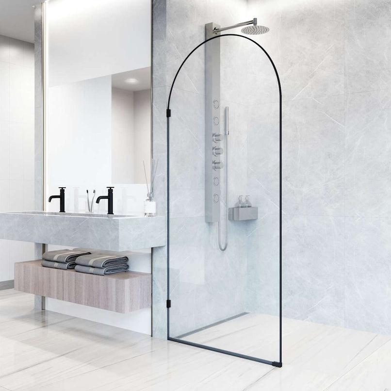 Arden 78" High x 34" Wide Hinged Frameless Shower Door with Clear Glass - image 7