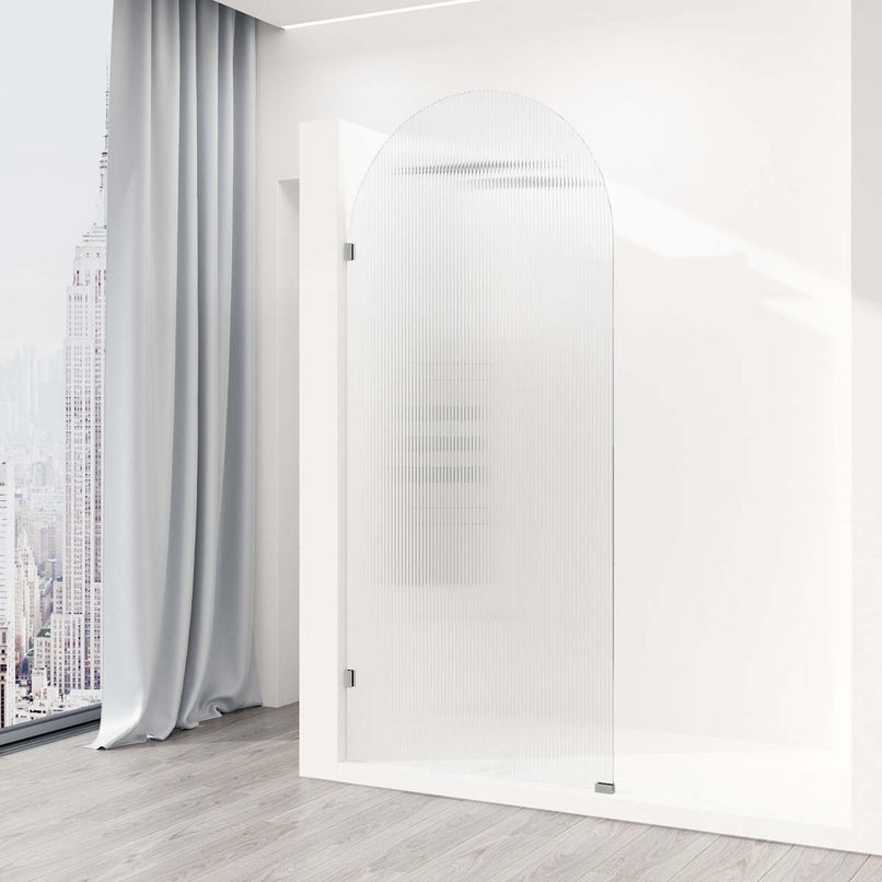 Arden 78" High x 34" Wide Hinged Frameless Shower Door with Ribbed Glass - image 2