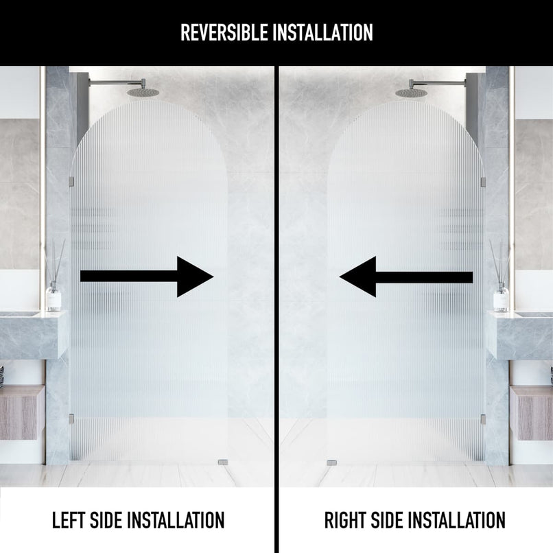 Arden 78" High x 34" Wide Hinged Frameless Shower Door with Ribbed Glass - image 4