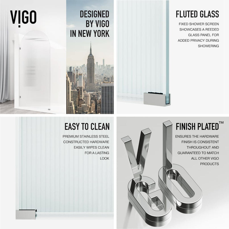 Arden 78" High x 34" Wide Hinged Frameless Shower Door with Ribbed Glass - image 6