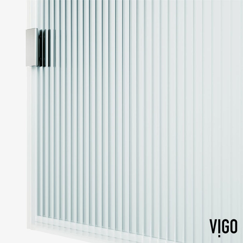 Arden 78" High x 34" Wide Hinged Frameless Shower Door with Ribbed Glass - image 9
