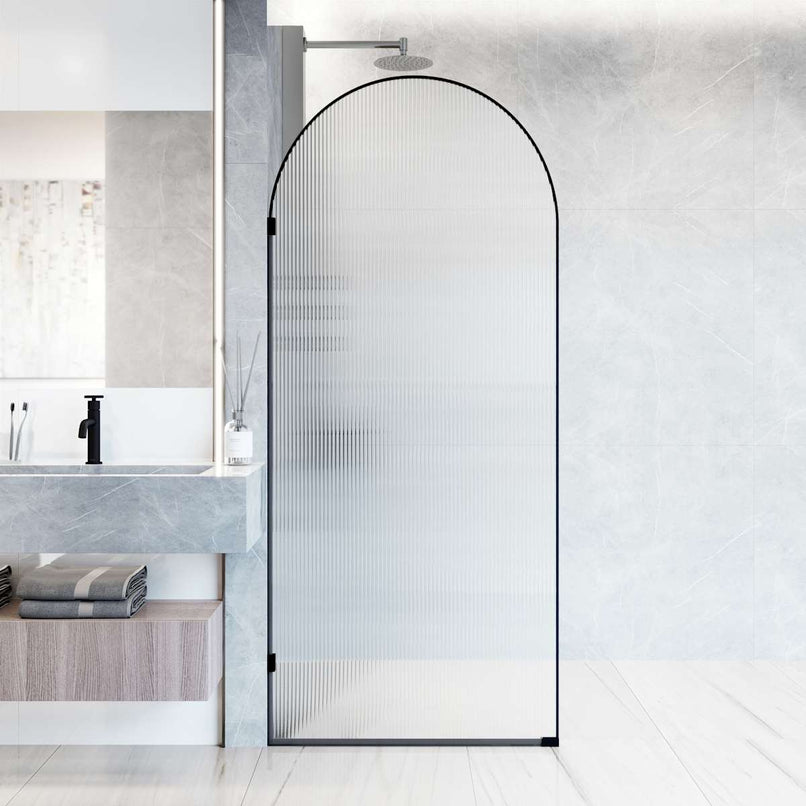 Arden 78" High x 34" Wide Hinged Frameless Shower Door with Ribbed Glass - image 22