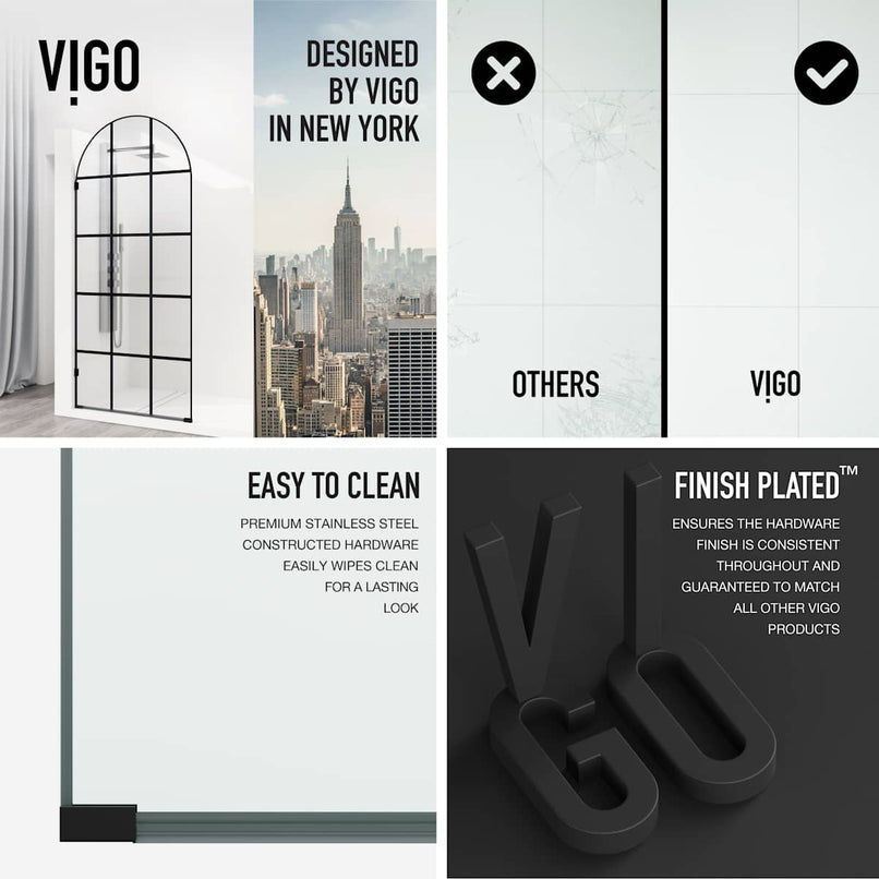 Arden 78" High x 34" Wide Hinged Framed Shower Door with Clear Glass - image 6