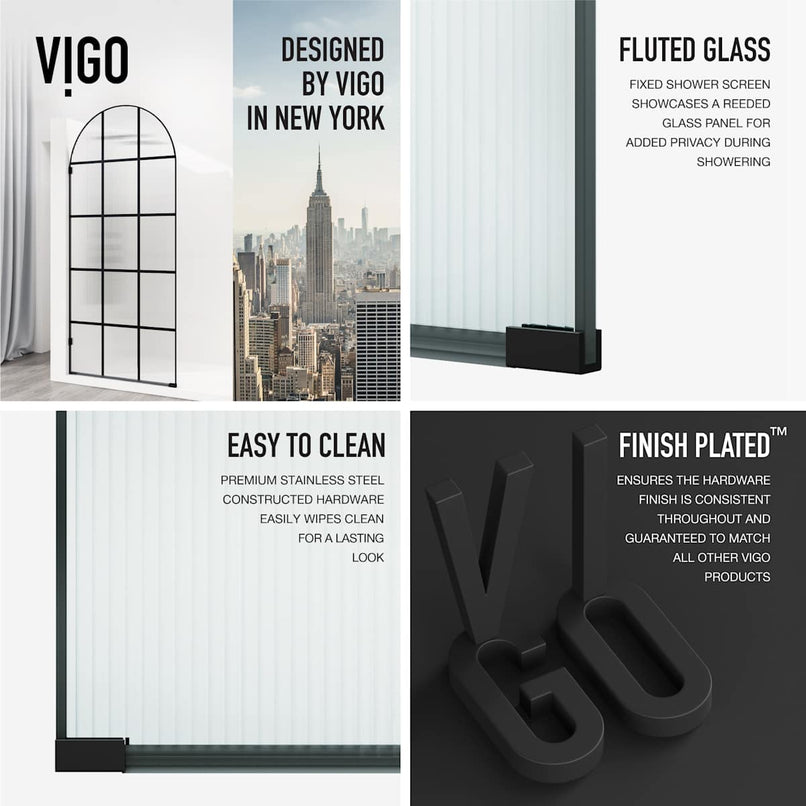 Arden 78" High x 34" Wide Hinged Framed Shower Door with Ribbed Glass - image 6