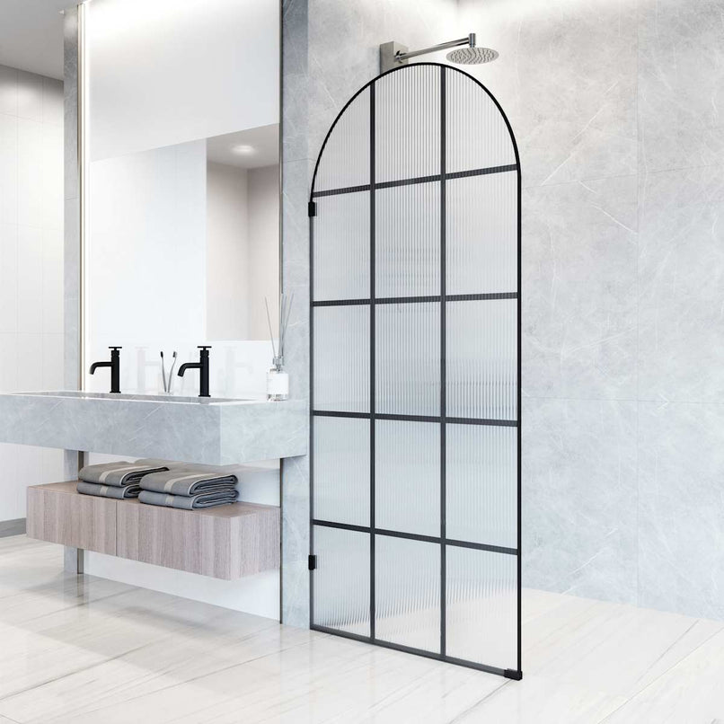 Arden 78" High x 34" Wide Hinged Framed Shower Door with Ribbed Glass - image 7