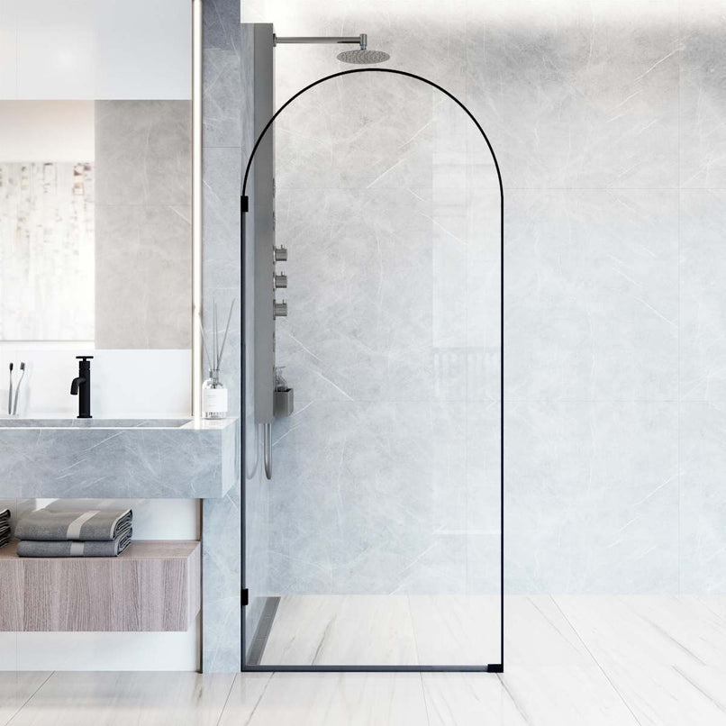 Arden 78" High x 34" Wide Hinged Frameless Shower Door with Clear Glass - image 1