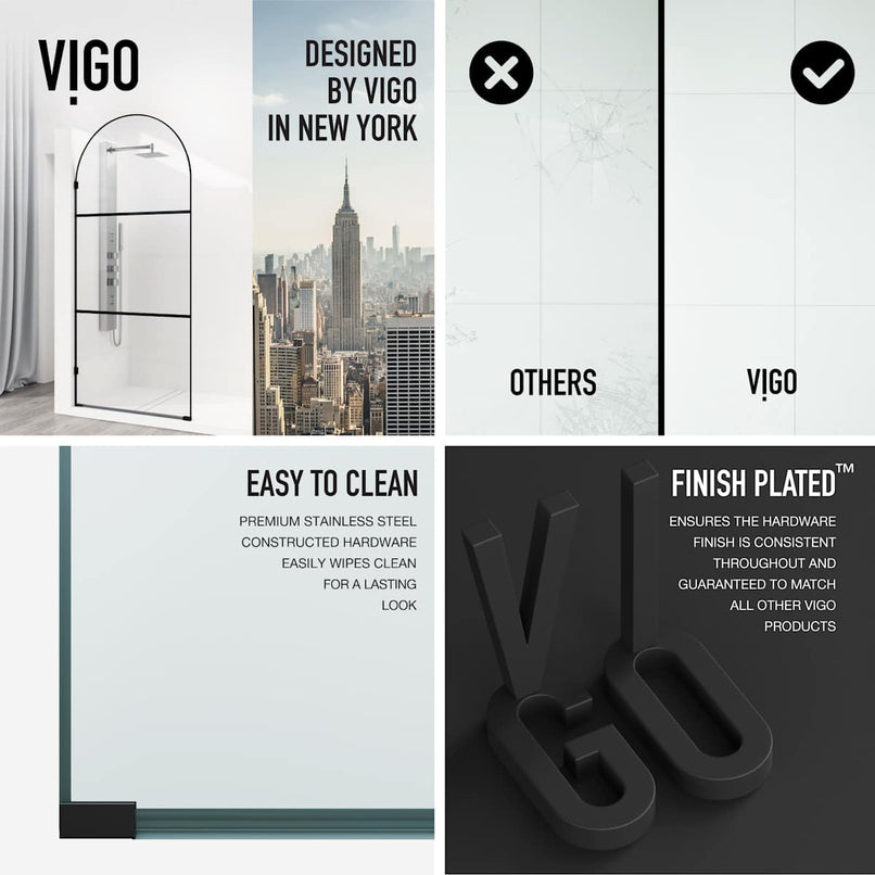 Arden 78" High x 34" Wide Hinged Framed Shower Door with Clear Glass - image 6