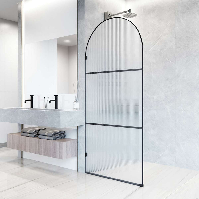 Arden 78" High x 34" Wide Hinged Framed Shower Door with Ribbed Glass - image 7