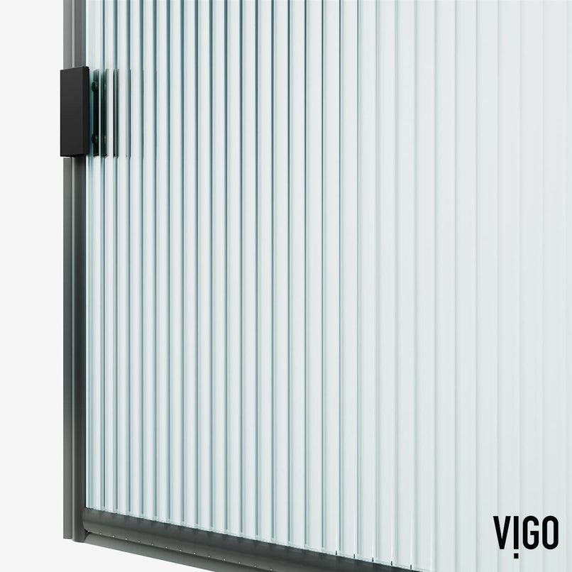 Arden 78" High x 34" Wide Hinged Framed Shower Door with Ribbed Glass - image 9