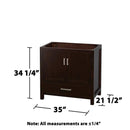 Sheffield 35" Single Freestanding Hardwood Vanity Cabinet Only - Less Vanity Top - image 2